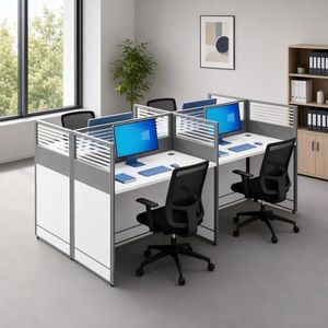 yfocfrkfan Modular Office Cubicle Desk, Expandable Workstation with Mute Privacy Panels, Built-in Cable Management, Sturdy Steel Frame, Ergonomic Partition Desk for Open Plan Office & Call Center,10