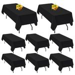 Teruntrue 8 Pack Black Polyester Tablecloth for 8 Ft Rectangle Table,60 x 126 inch Polyester Fabric Table Cloth Wrinkle Resistant Washable Table Cover,for Wedding,Birthday,Party,Banquets Decorate