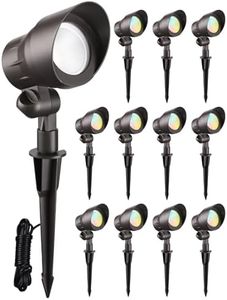 LEONLITE 12-Pack 3CCT Low Voltage LED Landscape Spotlight, 3000K/4000K/5000K Selectable, 4W 12V Pathway Lights Outdoor CRI90+, Aluminum Housing Spot Lights for Garden Yard, ETL Listed, Bronze Finish