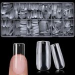 Lifextol 600pc Medium Square Nail Tips Fake Nails Press on Nails Clear Nail Tips Full Cover False Nail Artificial Fingernail, 12 Size Soft Gel x Nail Tips Square for Acrylic Nail Gel x Nail Extensions