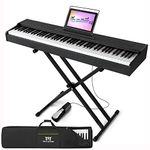 MUSTAR Digital Piano 88 Weighted Keys Hammer Action, Full Size 88 Key Piano Keyboard Weighted, Electric Keyboard Piano with Stand, Sustain Pedal, Portable Case, Bluetooth Connection, Black