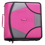 Case it The King Sized Zip Tab Zipper Binder - 4 Inch D-Rings - 5 Subject File Folder - Multiple Pockets - 800 Sheet Capacity - Comes with Shoulder Strap - Magenta D-186, (D-186-MGT)