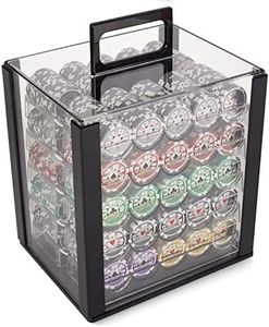 Brybelly 1,000 Ct Hi-Roller Poker Set - 14g Clay Composite Chips with Acrylic Display Case for Casino Games