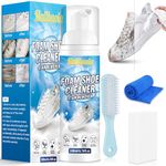 Shoe Cleaner Kit, 200ml White Trainer Cleaner, Sneaker Cleaner Removes Dirt & Stain, Shoe Cleaning Kit with Brush, Trainer Cleaning Kit for White Shoes, Knit, Canvas, Leather, Boots, Suede Cleaner