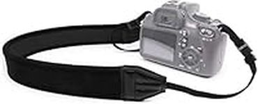 MyGadget Universal Camera Strap Neck - Adjustable Neoprene & PU Leather Sling for Digital and DSLR Reflex Cameras as Sony Nikon Canon Panasonic - Black