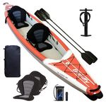 Spatium 2-person/1-person Inflatable Kayak-Leisure Kayak Aluminium Paddle, with Air Cylinder,Seat, Foot Pedal,Travel Backpack (137.8"x34"x14", All-Season)