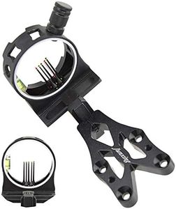 Archery 5 Pin Compound Bow Sight 0.019" Optical Fiber CNC Aluminum Bow Sight Horizontal Vertical Adjustment LED Sight Light for Archery Accessory