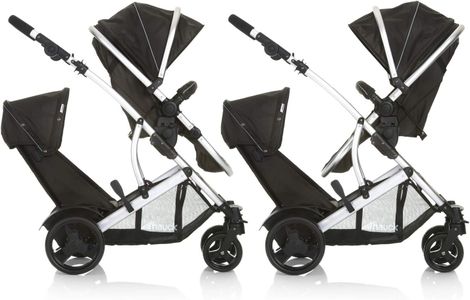 hauck Duett 2 Tandem Pushchair, Black – Convertible Carrycot, Raincover, Foldable