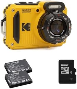 KODAK Pixpro Pack WPZ2 Camera + 2 Batteries + 1 SD Card - Compact 16 Megapixel Waterproof to Depth 15 Shockproof Video 720p LCD Display 2.7 Li-ion Battery - Yellow