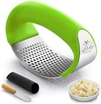 Zulay Stainless Steel Garlic Press Rocker Set - Premium Garlic Mincer Garlic Crusher - New Innovative Garlic Crusher with Peeler and Scraper - Comfortable Grip