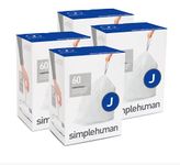 simplehuman Code J Custom Fit Liners Tall Kitchen Drawstring Trash Bags 30-45 Liter/8-12 Gallon 12 Refill Packs (240 Count)