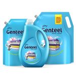 Genteel Matic Liquid Detergent Refill Pouch for Top load Washing - 2kg + 1kg Refill Pouch & 1kg Bottle | No Soda Formula | with Added Fabric Conditioner