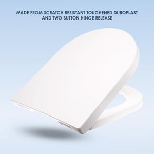 AQUALONA Duroplast D-Shaped Toilet Seat – White
