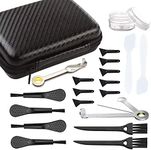 Brushes Scrapers & Spoons Kit for Kitchen Use Include 2 Packs Stainless Steel 3 in 1 Pipe Cleaners Tool, 10 Pcs 2 Types of Scrapers, 6 Pcs 2 Types of brushes, 1Pcs plastic jar and A Storage Box