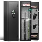 2-3 Rifle Safe, Gun Safe for Rifles and Pitols, Quick Access Digital Gun Cabinet for Rifles and Pistols with Backlit Keypad, Rifle Safe with Adjustable Gun Rack and Removable Shelf for Home