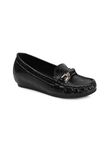 Carlton London Women Black Comfortable Slip On Flat Loafer Ballet with Heels, for Party and Wedding, Casual and Formal Occasions (37)