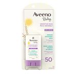 Aveeno Baby Sensitive Skin Mineral sunscreen stick Spf 50 With 100% Zinc Oxide, for Face & Body, Sweat- & Water-resistant Kids sunscreen stick, Travel Size, 13 Grams