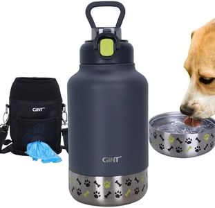 GiNT 37oz Dog Water Bottle, Insulated Dog Travel Water Bottle, Stainless Steel Human and Pet Water Bottle Dispenser Portable Water Bowl for Dogs with Carrying Case for Walking Dog Canteen Travel Kit