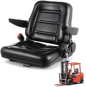 Universal Forklift Seat, Fold Down Tractor Seat with Adjustable Angle Back Armrest, Slot Forklift Seat for Tractor Excavator Skid Loader Backhoe Dozer Telehandler