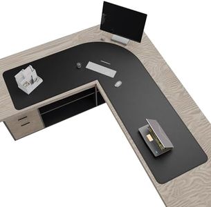 CENNBIE (62" + 79") x 24" Black L Shaped Desk Mat, Corner Reversible Leather Desk Mat for Computer Office