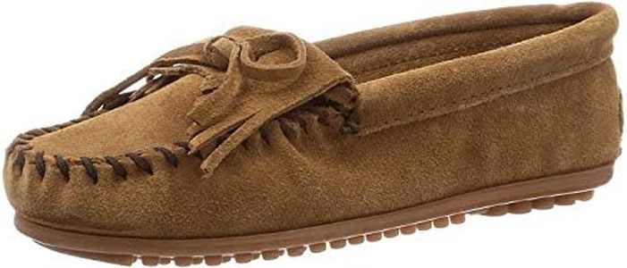 Minnetonka Women's Kilty Suede Hardsole Moccasin, Dusty Brown, 6.5 M US