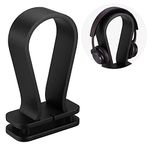 Navaris Oak Headphone Stand - Wooden Universal Holder Display Hanger for Over-Ear Headphones with Wire Storage - Audio Equipment Accessories - Black