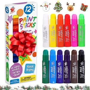 TBC The Best Crafts Tempera Paint Sticks,12 Classic Colors, Washable,Non- Toxic,Crayon Paint Sticks for Kids and Student