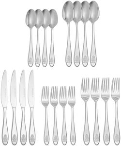 Spode Christmas Tree Collection 20-Piece Stainless Steel Flatware Set - Holiday Cutlery Set - Dishwasher Safe Silverware - 4 Dinner Forks, Salad Forks, Dinner Knives, Tablespoons, Teaspoons