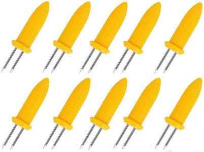 10x Corn Cob Holders, Corn on The Cob Skewers, Stainless Steel Corn Fork Prong Skewers Barbecue Fork Fruit Holder BBQ Kitchen Accessories Home Cooking Fork