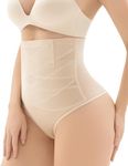 Esa Liang Thong shapewear for Women Tummy Control, High Waisted Thong Panties Girdle Tummy Control Body Shaper Underwear Nude