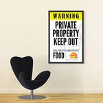 Inephos Wooden Warning Private Property Funny Laminated Print Framed Poster (8 X 12 Inch)