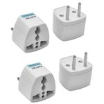 Hi-PLASST India to Europe Converter Plug (Pack of 4) Type C 2 Pin Power Plug Adapter Converter, Universal Socket, 2pin to 3pin Conversion Denmark • Switzerland • Italy • Brazil • S.Africa • Israel