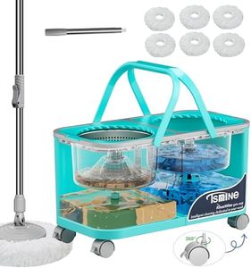 Easy-Use Spin Mop for Cleaner, Controlled Rinsing, Clean & Dirty Water Separation Mop Bucket for Pet & Family Homes,360° Swivel Wheels, Safe for Hardwood & Tile, Adjustable Handle,6 Reusable Mop Heads