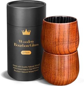 Charred Wooden Bourbon Drinking Glass, Bourbon Gifts for Men – 10oz Wooden Old Fashioned Glasses Set Whiskey Tumbler | Birthday Whiskey Gifts for Men, Dad or Brother Original Bourbon Tumbler (2 Pack)