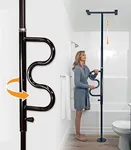 Stander Wonder Pole Plus with Rotating Double Grab Bar, Tension Mounted Security Pole for Seniors & Elderly Adults, No-Drill Floor to Ceiling Transfer Pole for Home & Bath Safety, Black