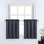 Rama Rose 100% Blackout Linen Curtain for Small Window, Burlap Rod Pocket Thermal Insulated Room Tiers for Bathroom, Living Room, Bedroom, Cafe, RV, 36"X45", Set of 2 Panels, Charcoal