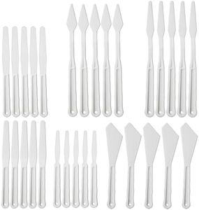 Bright Creations Plastic Paint Palette Knife Set Bulk (30 Pieces) for Art Crafts, Oil Acrylic Painting