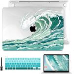 Batianda for 2022 MacBook Pro 13 inch Case M2 Chip 2021 2020 Release Model: A2338 M1/A2289/A2251, Plastic Hard Shell Case with Keyboard Cover Screen Protector for MBP 13" with Touch Bar (Wave)