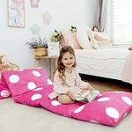 Butterfly Craze Floor Pillow Bed Lounger Cover, Cozy & Stylish Seating Solution for Kids & Adults, Recliner Floor Cushion for Ultimate Comfort, Toddler Nap Mat, Cover Only, Hot Pink Polka Dot, King