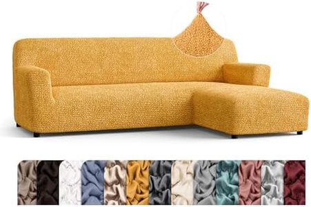PAULATO BY GA.I.CO. Sectional Couch Cover - Chaise L-Shape Sofa Slipcover - Washable Corner Couch Covers - 1-Piece Form Fit Stretch Cover - Microfibra Collection - Mango (Right-Facing Chaise)