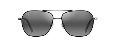 Maui Jim Men's and Women's Mano Polarized Aviator Sunglasses, Black W/Silver Stripe/Neutral Grey Polarized, Medium