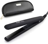 FARI Travel Mini Hair Flat Iron 1/2 Inch Ceramic Tourmaline Hair Straightener with Travel Bag Dual Voltage Travel Iron for Worldwide Use Temp 180°C (Black)