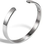 MagnetRX® Magnetic Bracelets for Men - Elegant Bangle, Golf/Tennis Elbow & Balance - Men’s Cuff Magnetic Bracelet (Polished Silver | Medium)