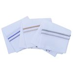 Royal Mart Men's Handkerchief Set - Large 17x17 Inches - Hemstitched - Multi-Colored - 100% Cotton (White, Pack of 12)