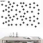 BIBITIME Black DIY Small Cross Wall Decals Math Plus Sign Vinyl Stickers Living Room Bedroom Background PVC Decorations Art Murals Children Nursery Kids Room Decor