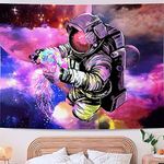 Fullfun Psychedelic Astronaut Tapestry, Pink Purple Trippy Space Tapestry Wall Hanging, Spaceman with Jellyfish Colorful Galaxy Tapestry for Bedroom Dorm Room Decor 60 x 80 Inch