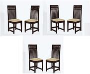 RSFURNITURE Solid Sheesham Wood Set of 6 Dining Chairs Only | Wooden Six Seater Dinning Chair with Cushion for Kitchen & Dining Room | Rosewood, Walnut Finish (6 Seats)