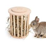 andwe Hay Feeder Less Wasted Wooden Food Feeding Rack for Rabbit Guinea Pig Chinchilla - Standing Pet-self Feeding Hay Manage