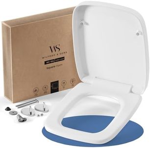 Wilford & Sons Premium WC Sitz eckig – Toilettendeckel mit Absenkautomatik rechteckig– passend für Keramag Renova Nr.1 – Klodeckel abnehmbar quadratisch- Toilettensitz viereckig – Klobrille robust