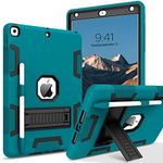 BENTOBEN iPad 9th Generation Case, iPad 8th Generation Case, iPad 7th Gen Case, iPad 10.2" 2021/2020/2019 Case, 3 in 1 Heavy Duty Rugged Shockproof Protective Cover with Stand Pen Holder, Blue/Black